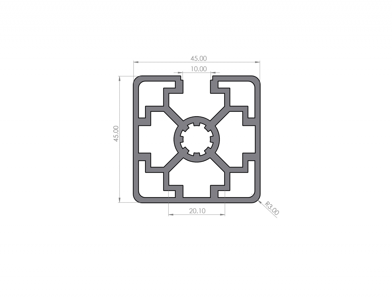 Aluminium profile 45x45 groove 10 B-type 3N